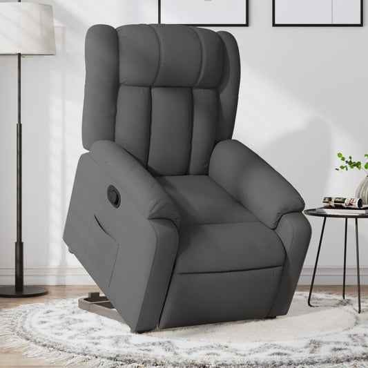 vidaXL Sillón reclinable elevable de tela gris oscuro