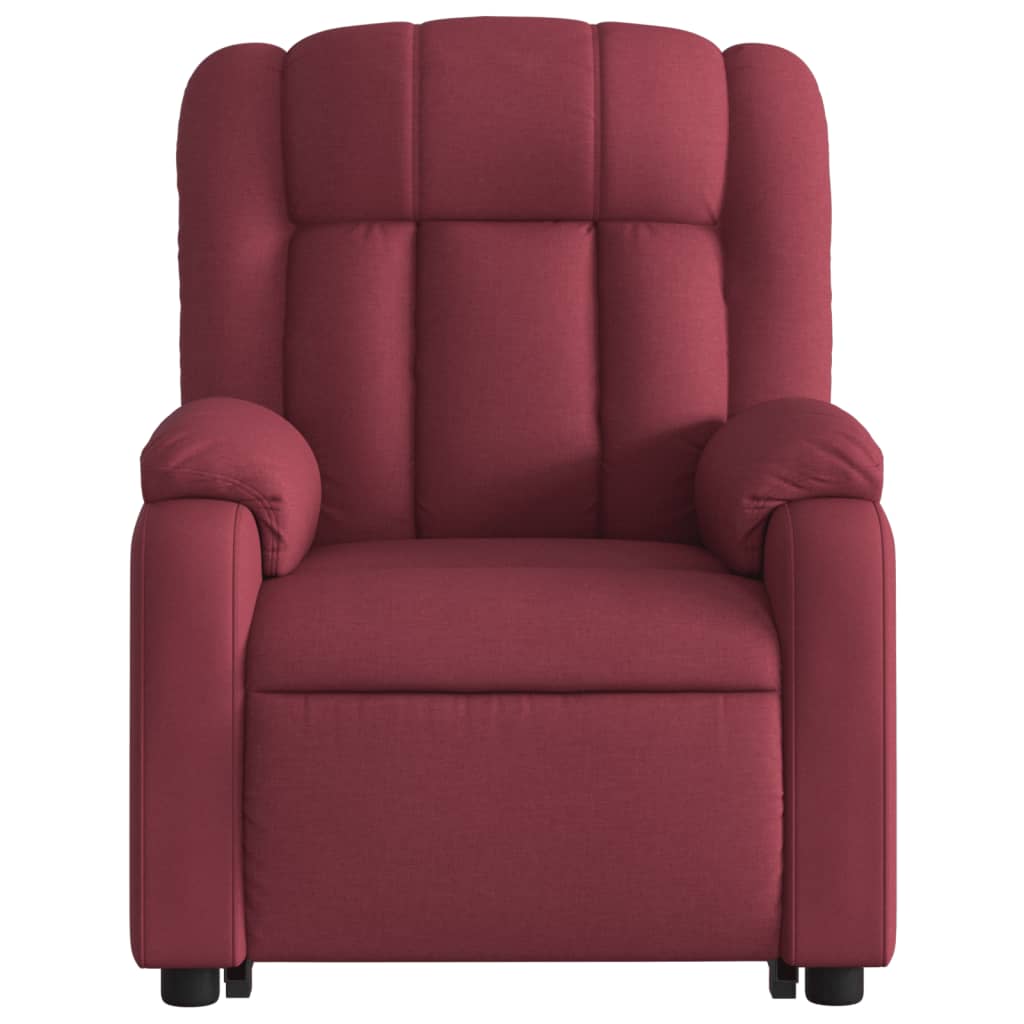 vidaXL Sillón reclinable elevable tela rojo tinto