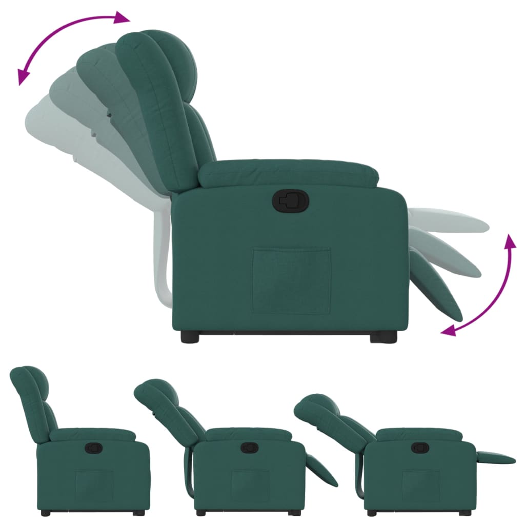 vidaXL Sillón reclinable elevable tela verde oscuro