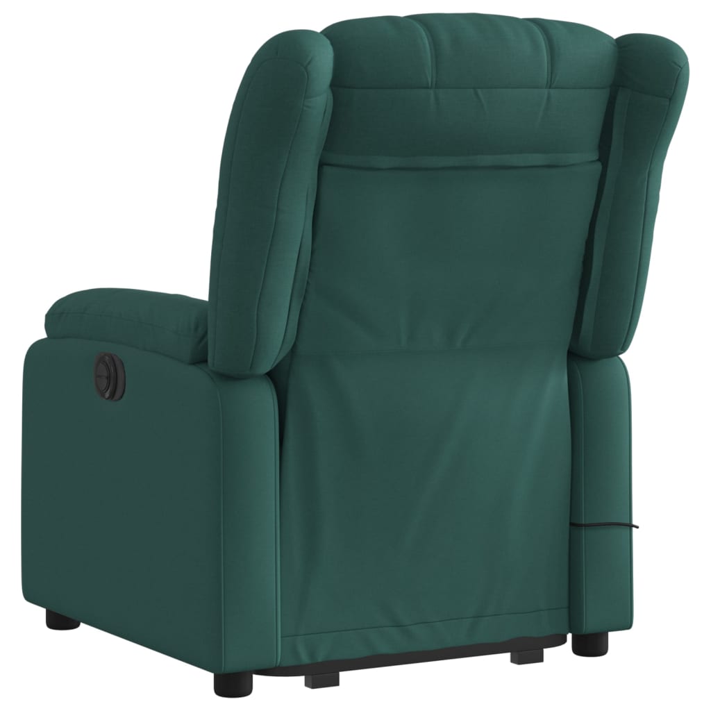 vidaXL Silla de masaje reclinable de pie de tela verde oscura