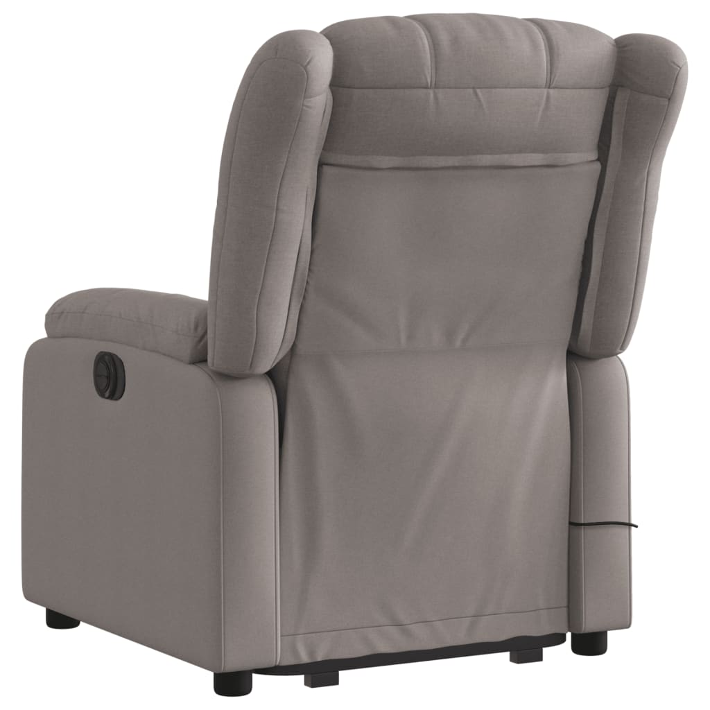 vidaXL Sillón reclinable de masaje elevable tela gris taupé