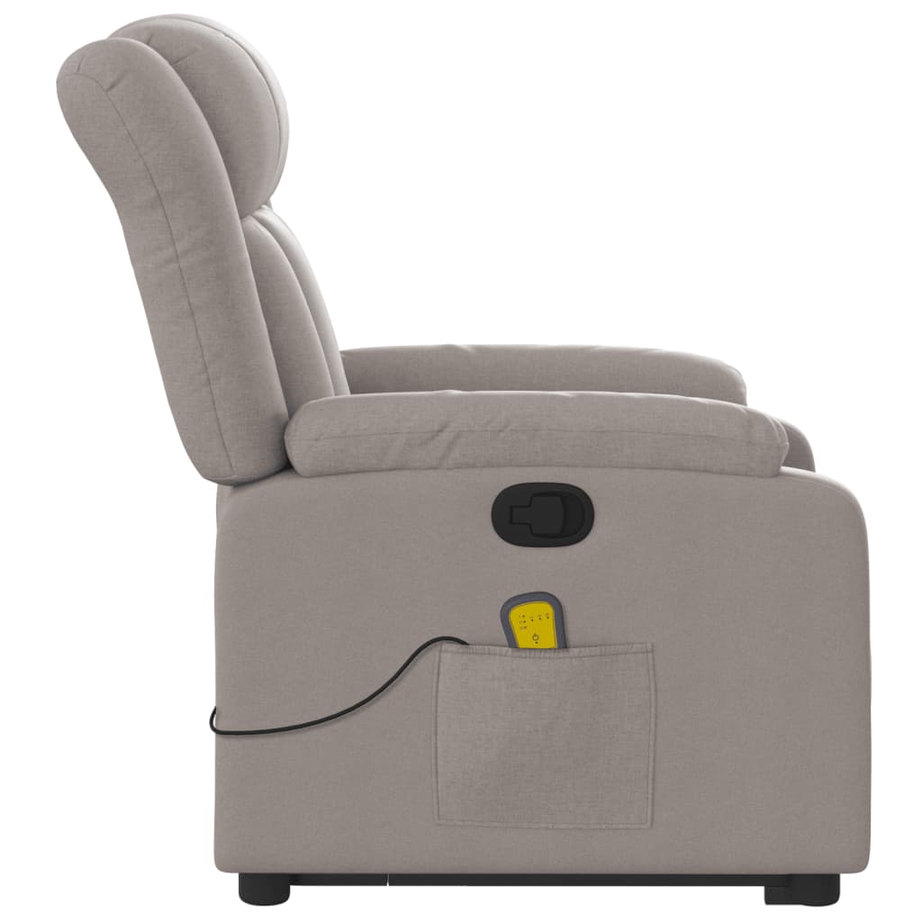 vidaXL Sillón reclinable de masaje elevable tela gris taupé