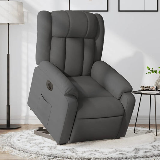 vidaXL Sillón eléctrico reclinable elevable de tela gris oscuro