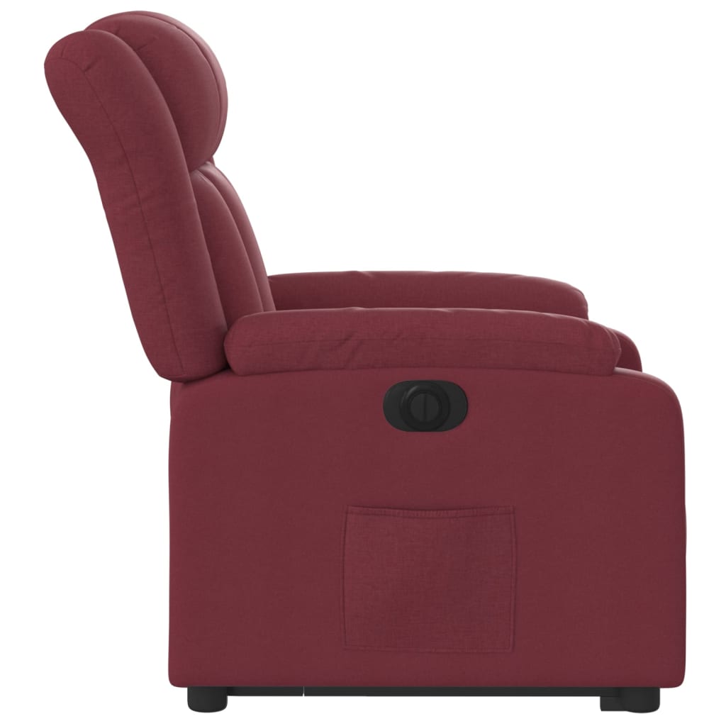 vidaXL Sillón eléctrico reclinable elevable de tela rojo tinto