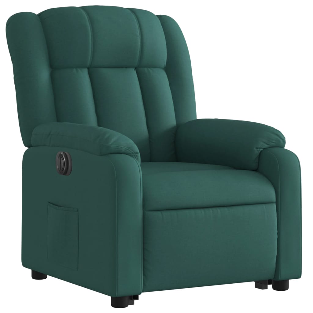 vidaXL Sillón eléctrico reclinable elevable de tela verde oscuro