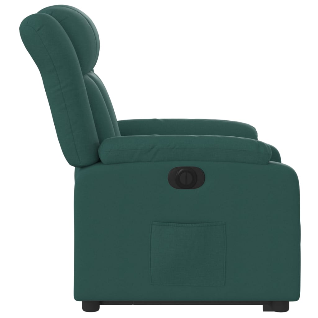 vidaXL Sillón eléctrico reclinable elevable de tela verde oscuro