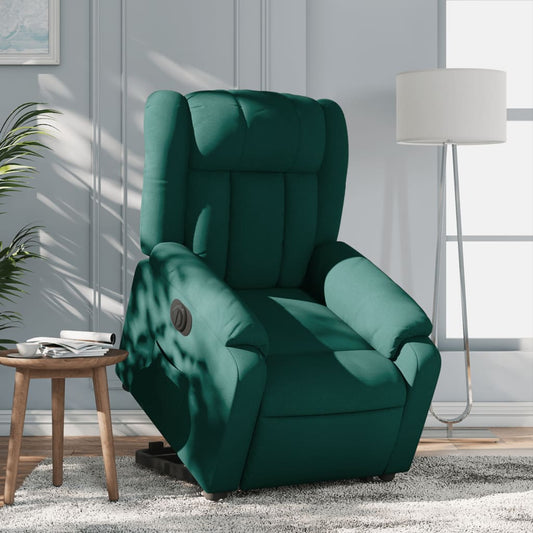 vidaXL Sillón eléctrico reclinable elevable de tela verde oscuro