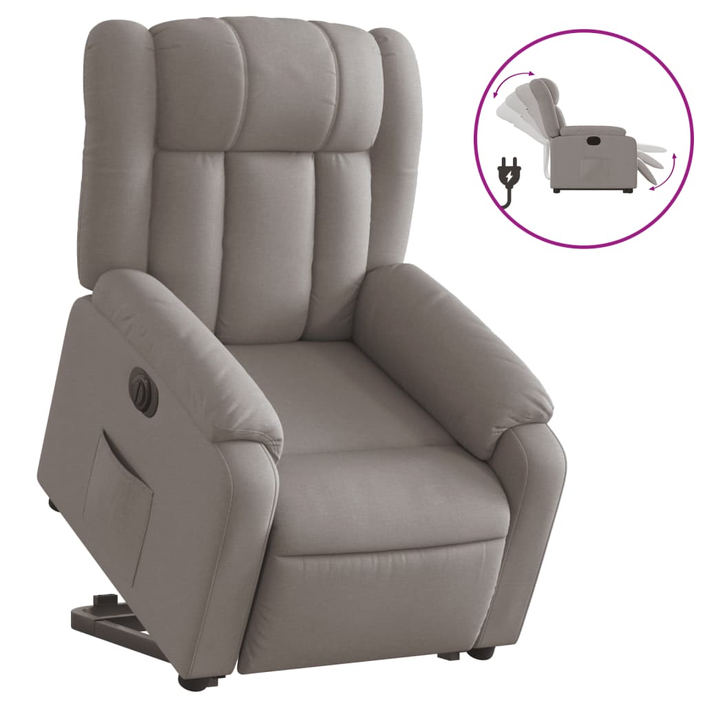 vidaXL Sillón eléctrico reclinable elevable de tela gris taupe