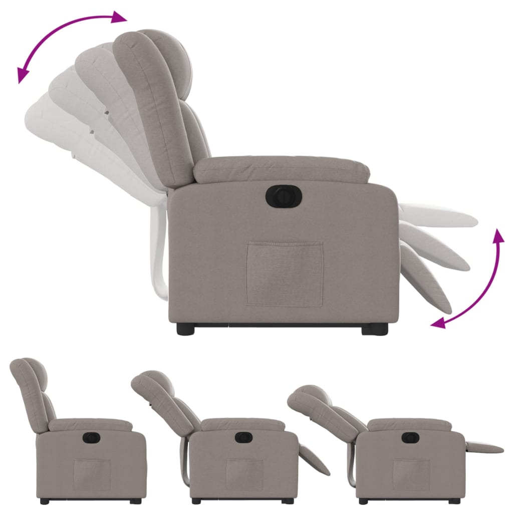 vidaXL Sillón eléctrico reclinable elevable de tela gris taupe