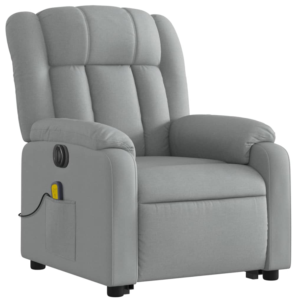 vidaXL Sillón de masaje eléctrico reclinable elevable tela gris claro