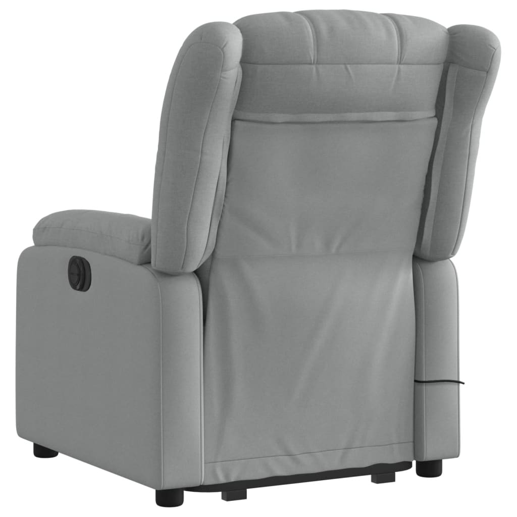 vidaXL Sillón de masaje eléctrico reclinable elevable tela gris claro