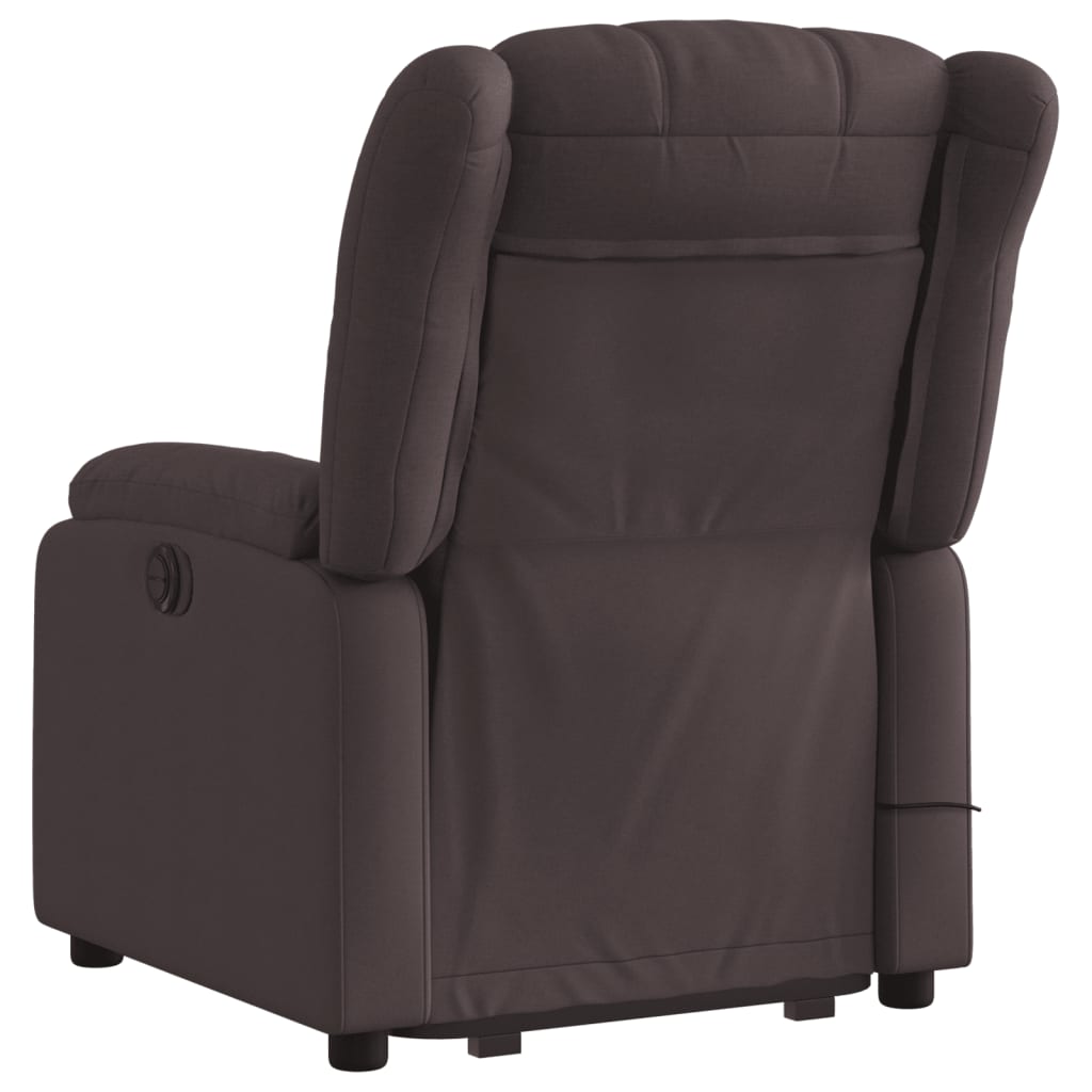 vidaXL Sillón masaje eléctrico reclinable elevable tela marrón oscuro