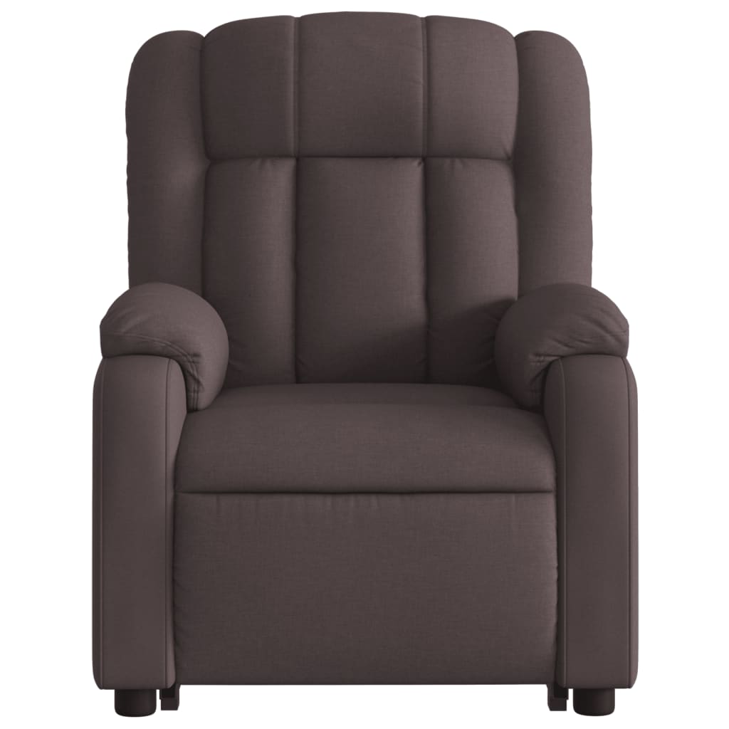 vidaXL Sillón masaje eléctrico reclinable elevable tela marrón oscuro