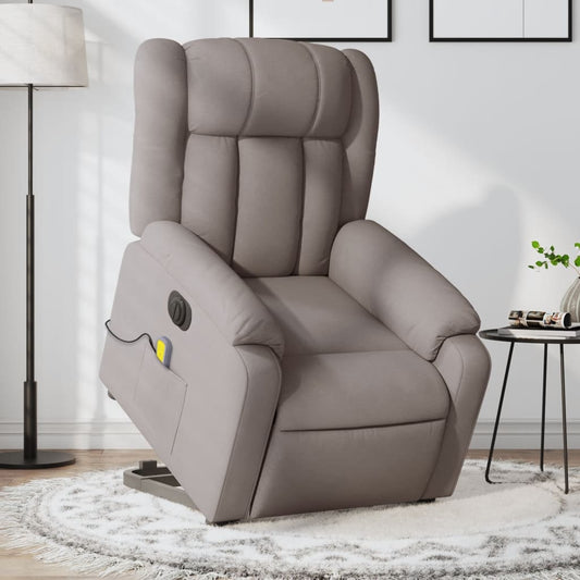 vidaXL Sillón de masaje eléctrico reclinable elevable tela taupé