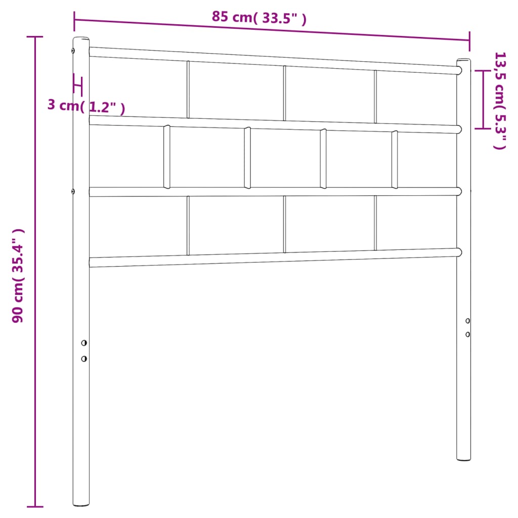 vidaXL Cabecero de metal negro 80 cm