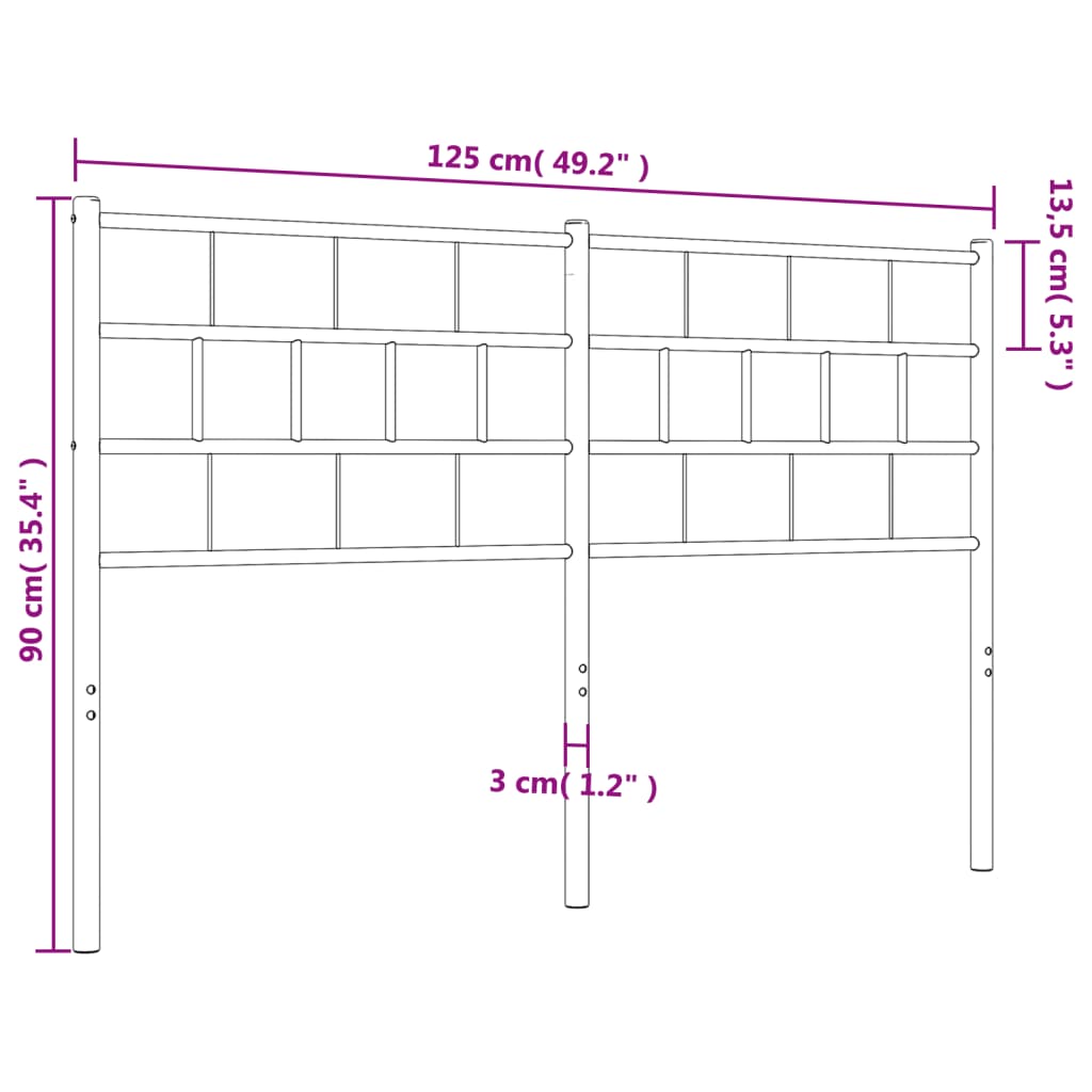 vidaXL Cabecero de metal negro 120 cm