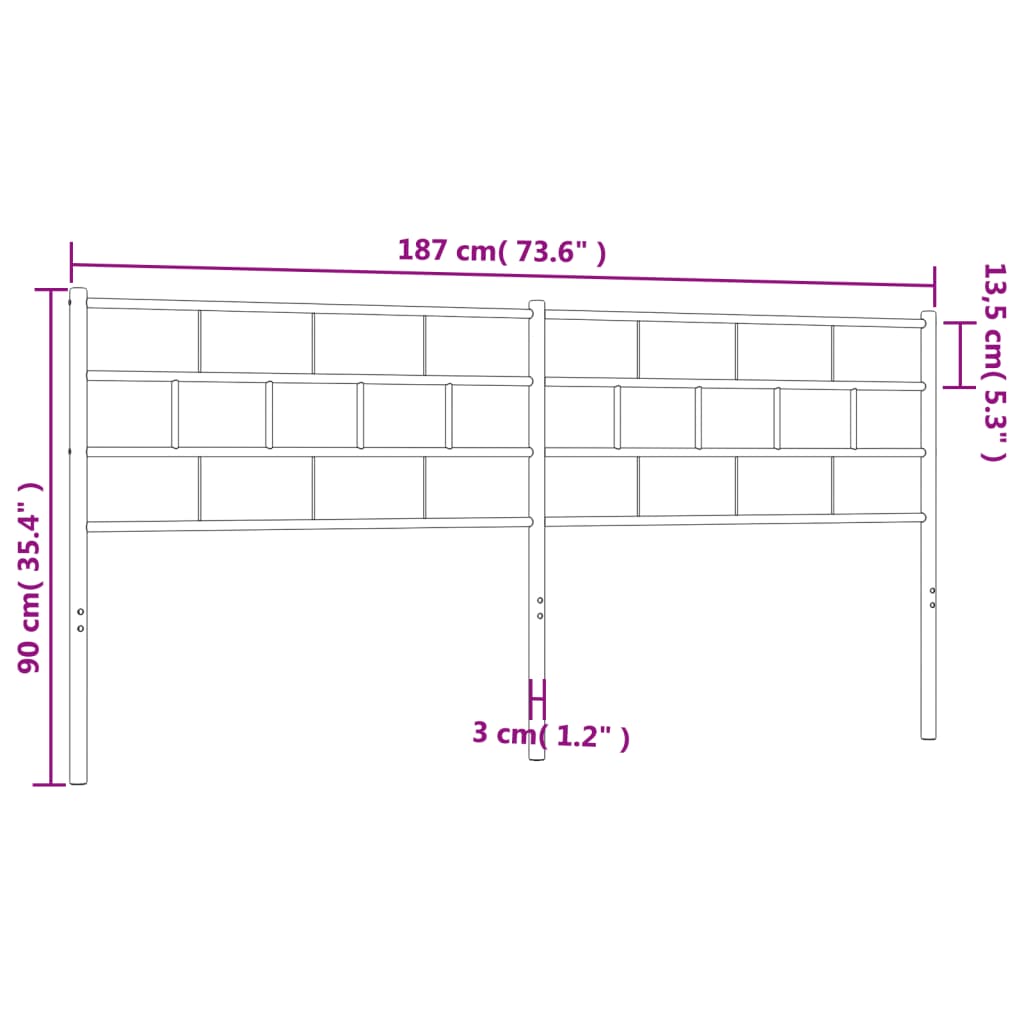 vidaXL Cabecero de metal blanco 180 cm