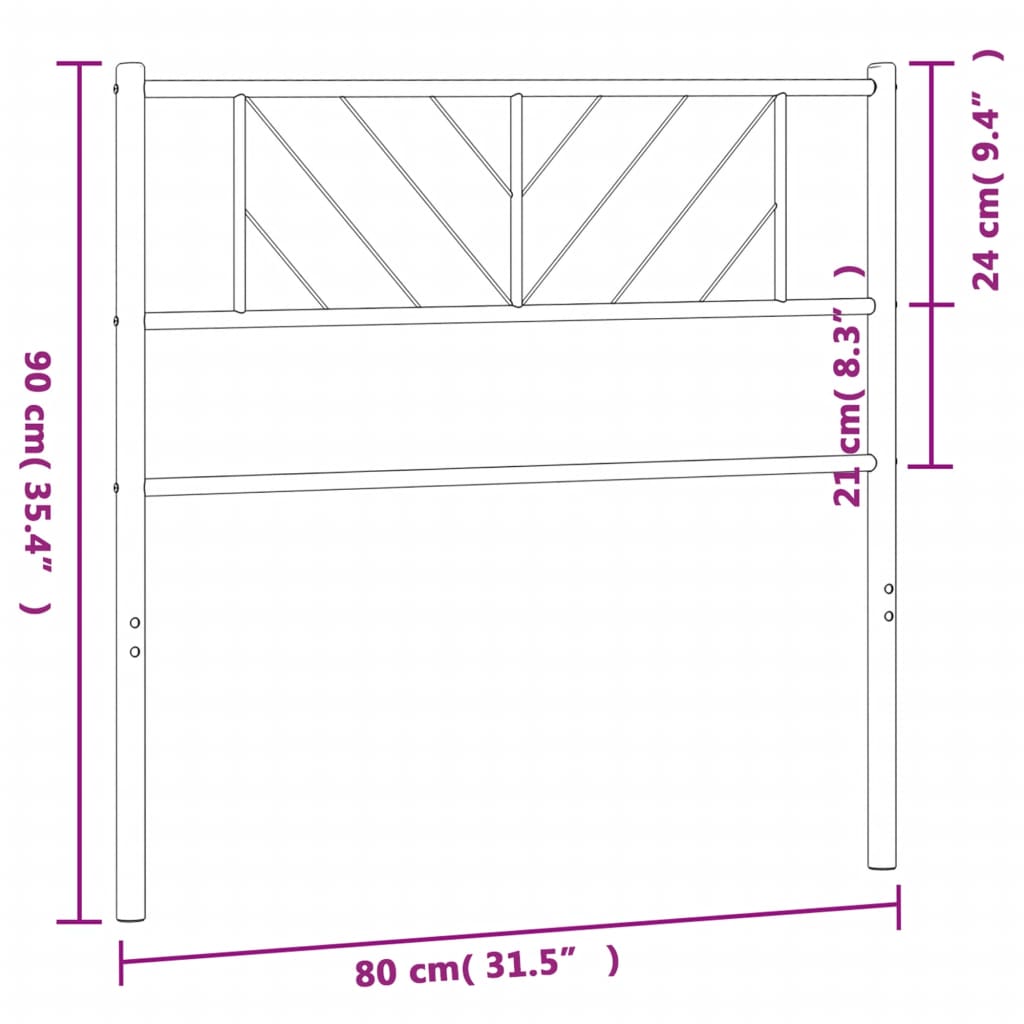 vidaXL Cabecero de metal negro 75 cm