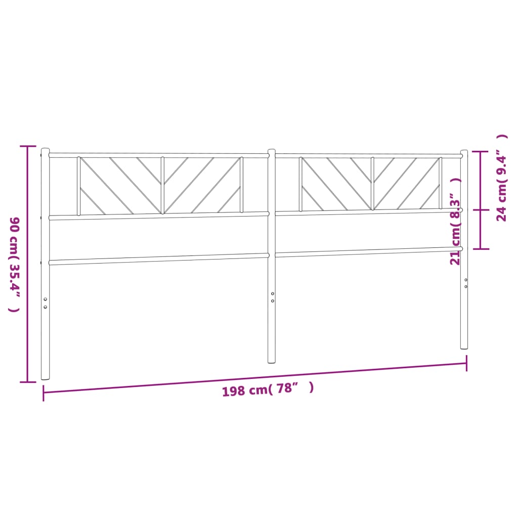 vidaXL Cabecero de metal negro 193 cm