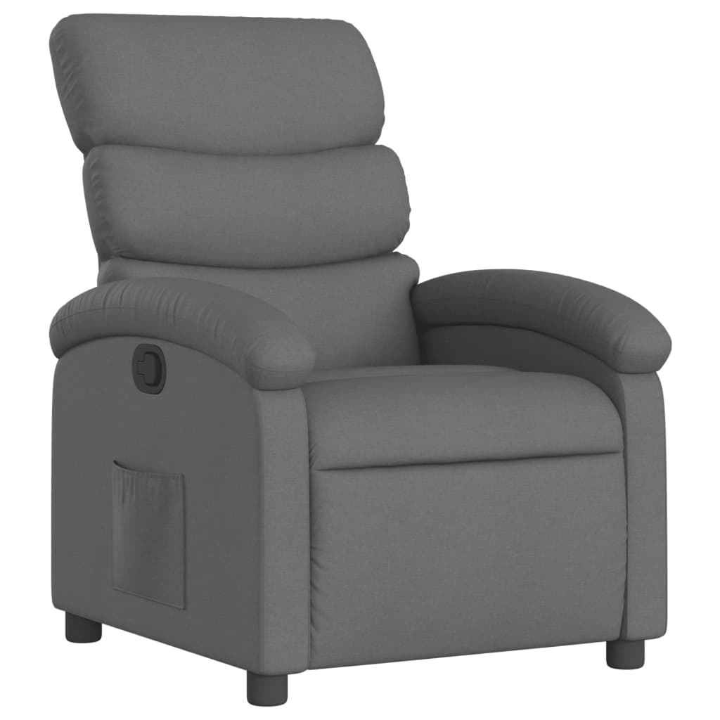 vidaXL Sillón reclinable de tela gris oscuro