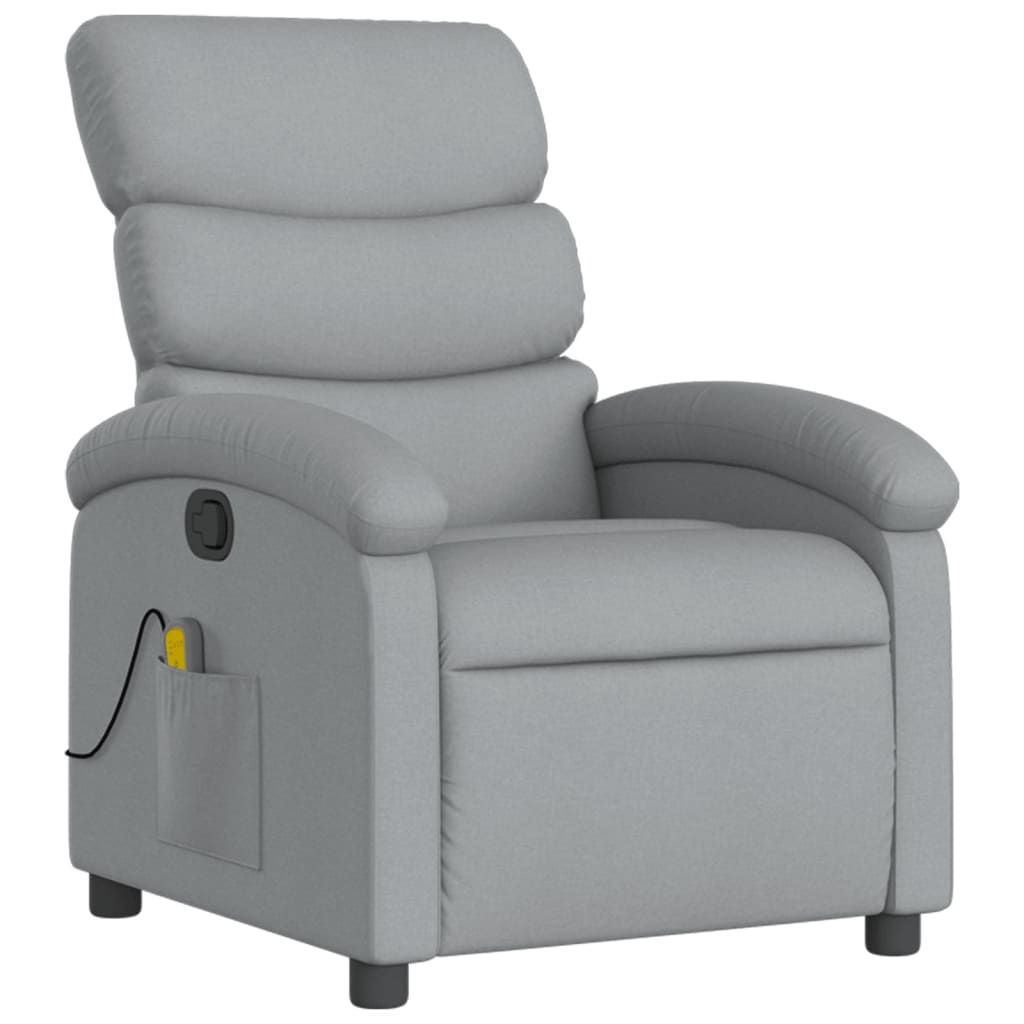 vidaXL Sillón reclinable de masaje de tela gris claro