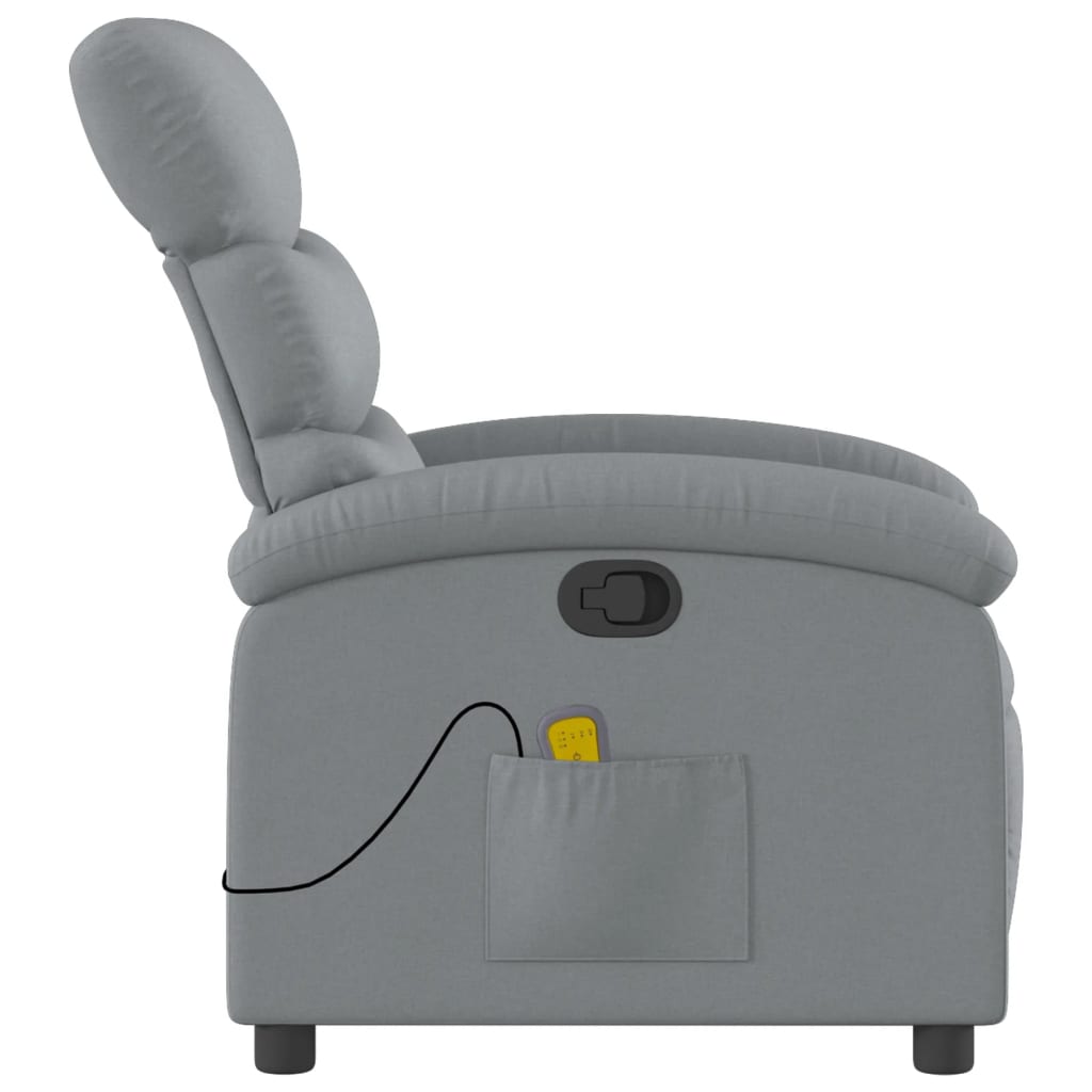 vidaXL Sillón reclinable de masaje de tela gris claro