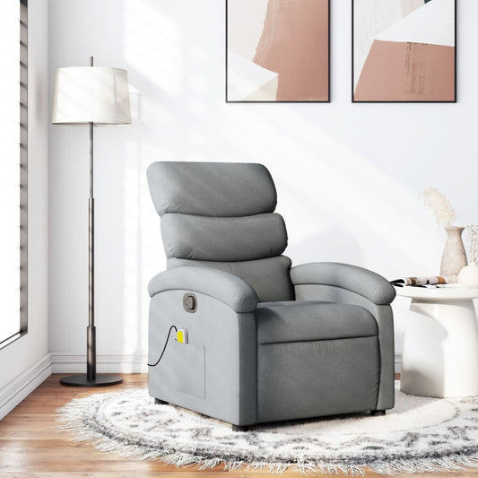 vidaXL Sillón reclinable de masaje de tela gris claro