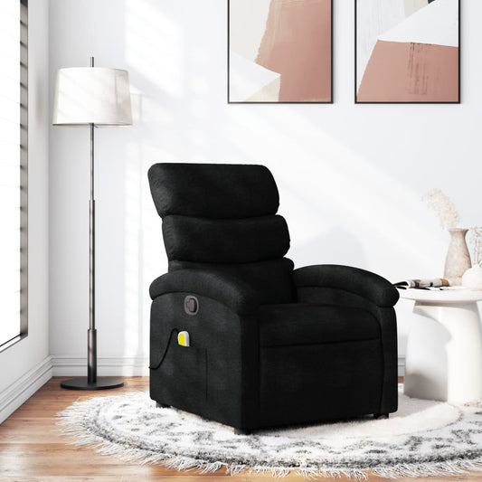 vidaXL Sillón reclinable de masaje de tela negro