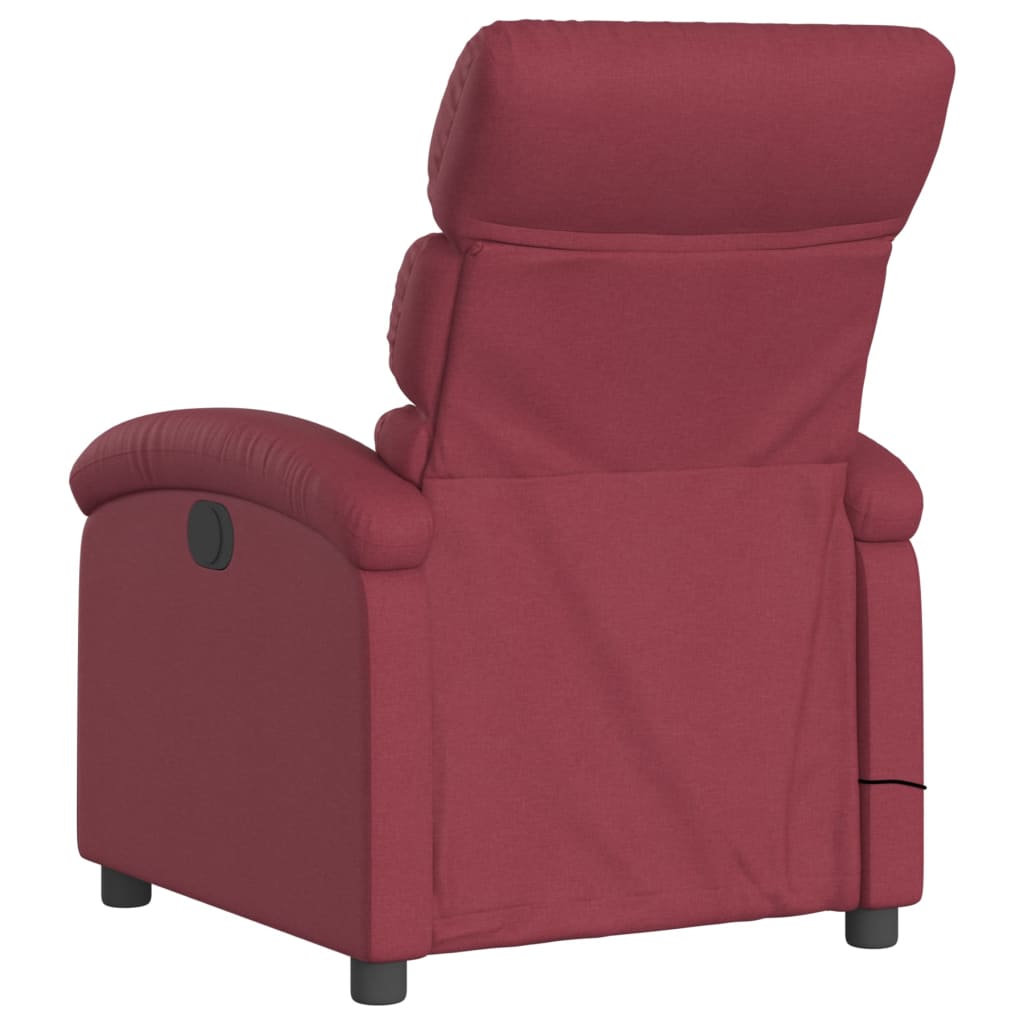 vidaXL Sillón de masaje reclinable de tela color vino tinto