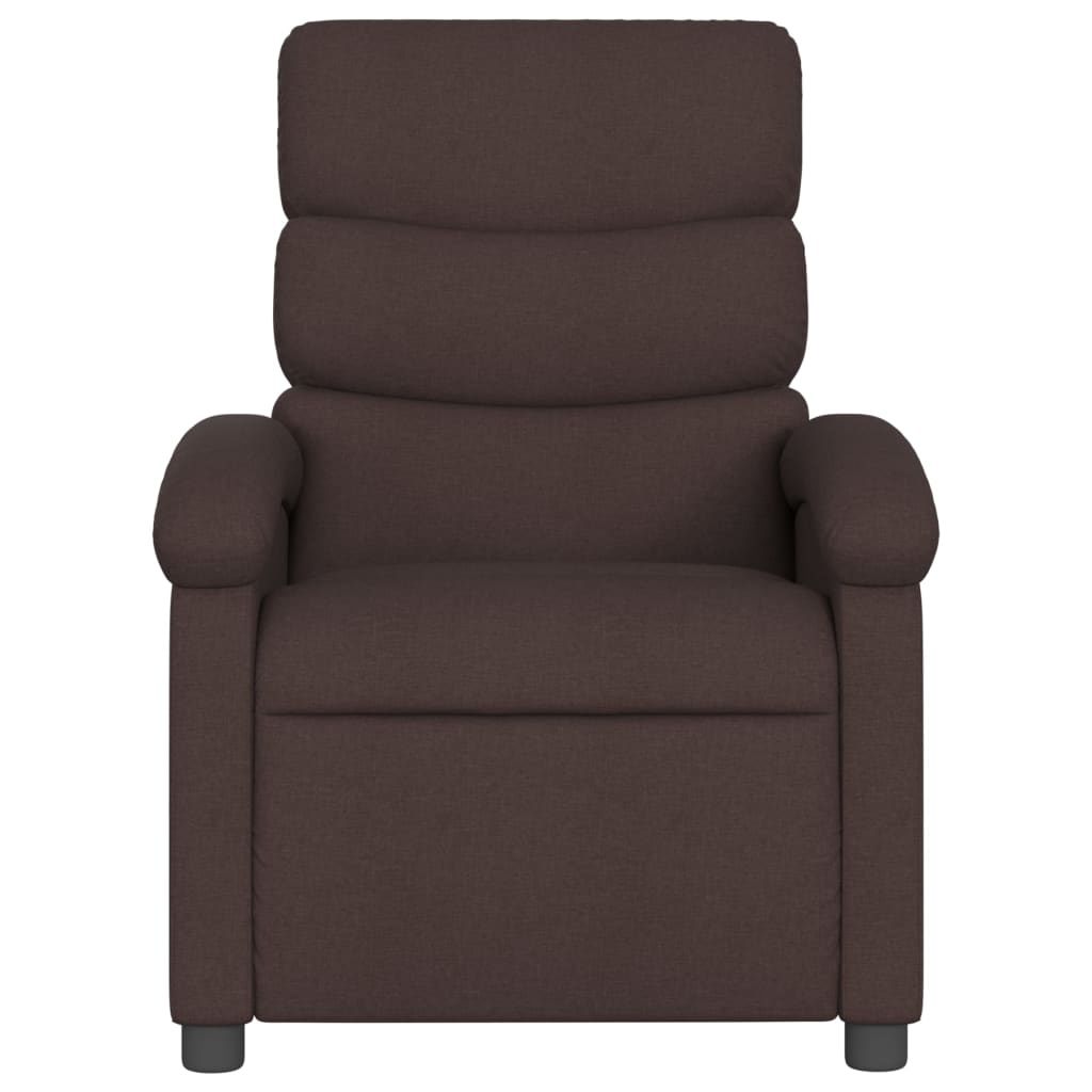 vidaXL Sillón de masaje reclinable de tela marrón oscuro