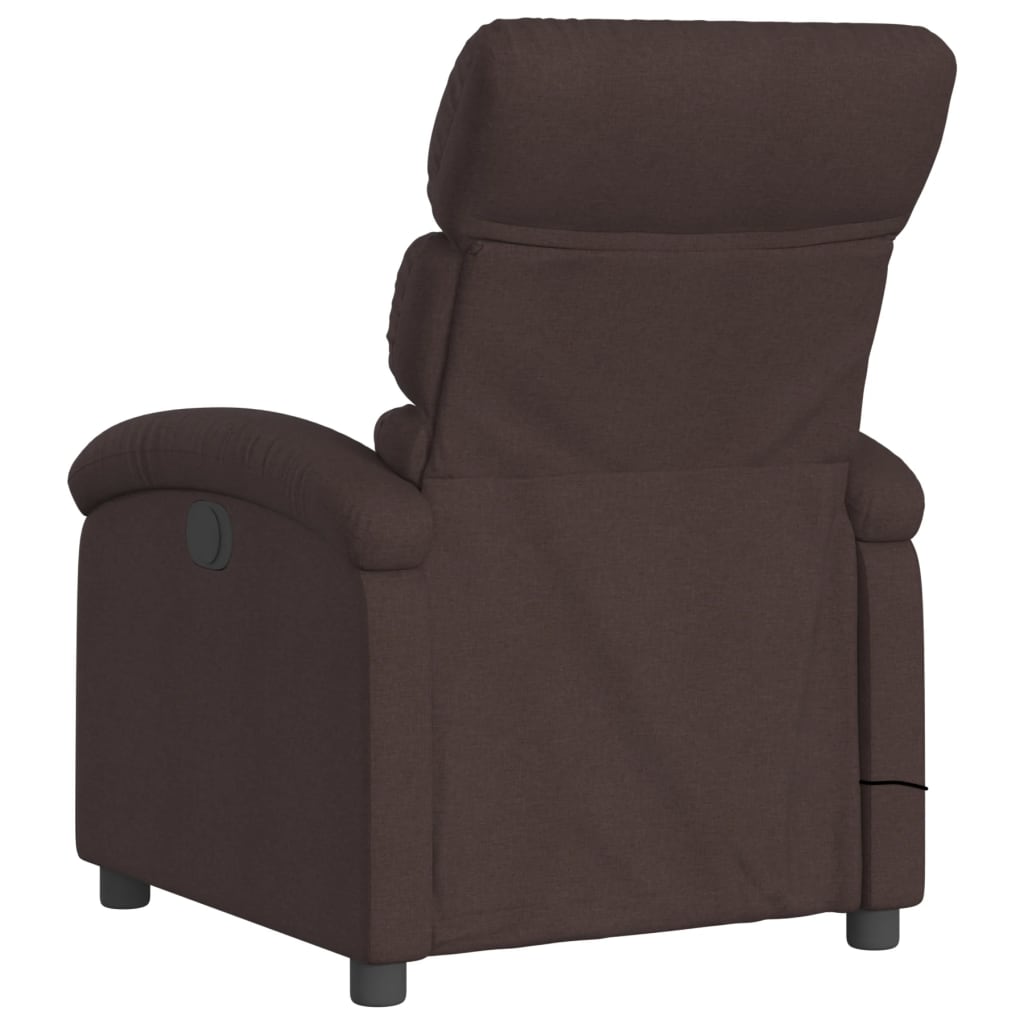 vidaXL Sillón de masaje reclinable de tela marrón oscuro