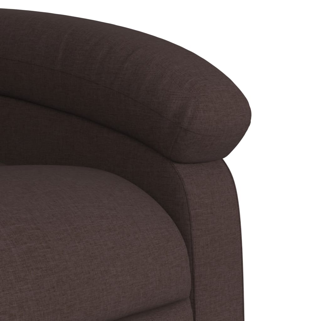 vidaXL Sillón de masaje reclinable de tela marrón oscuro