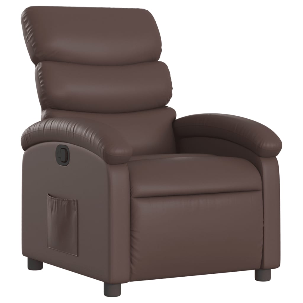 vidaXL Sillón reclinable de cuero sintético marrón