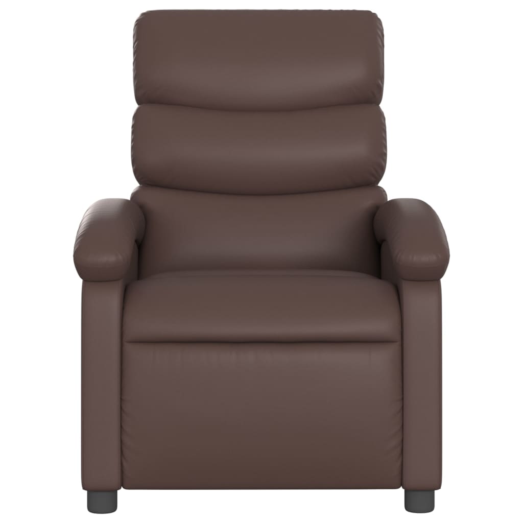 vidaXL Sillón reclinable de cuero sintético marrón