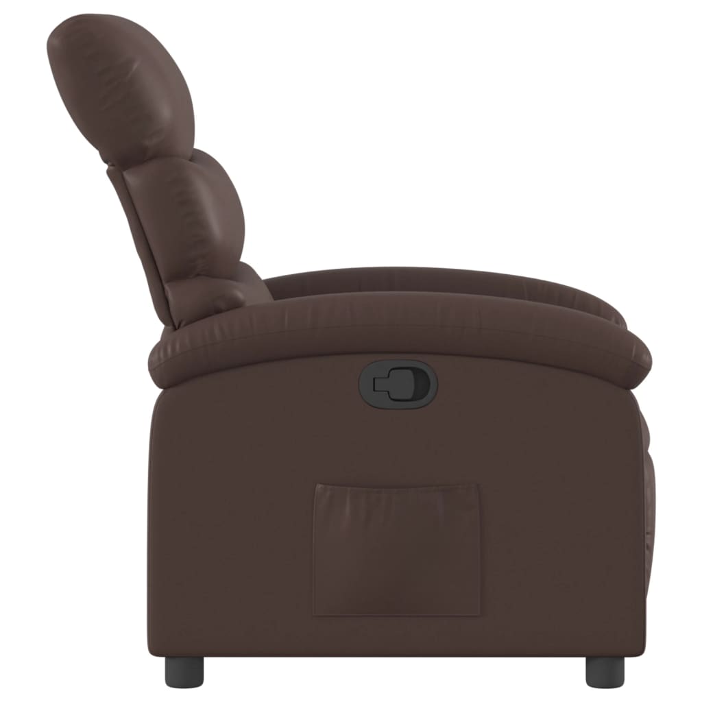 vidaXL Sillón reclinable de cuero sintético marrón