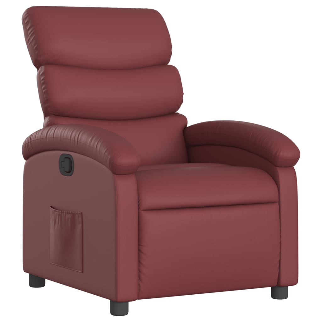 vidaXL Sillón reclinable de cuero sintético rojo tinto