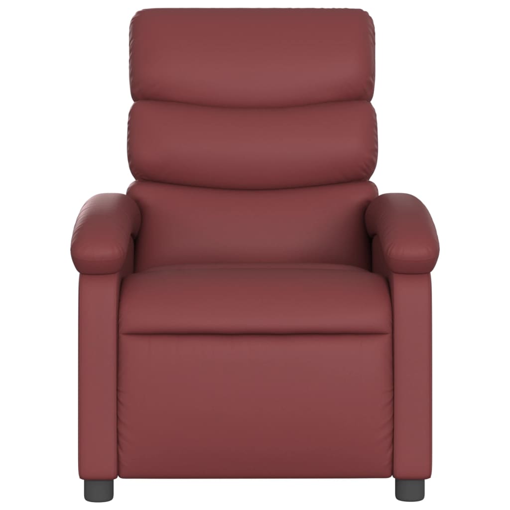 vidaXL Sillón reclinable de cuero sintético rojo tinto