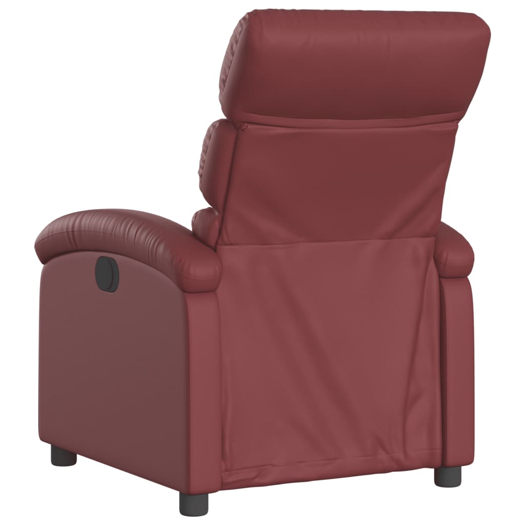 vidaXL Sillón reclinable de cuero sintético rojo tinto