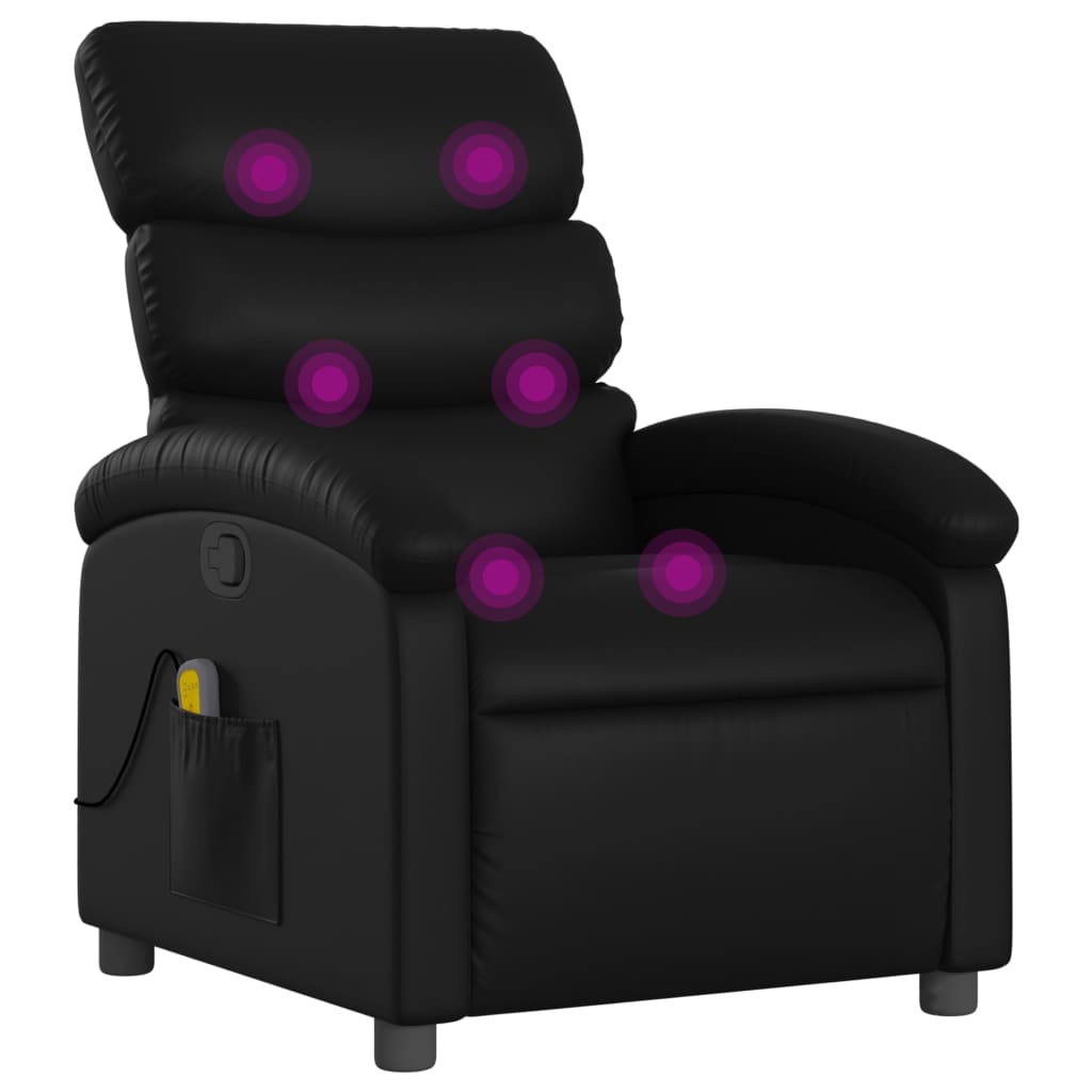 vidaXL Sillón de masaje reclinable cuero sintético negro