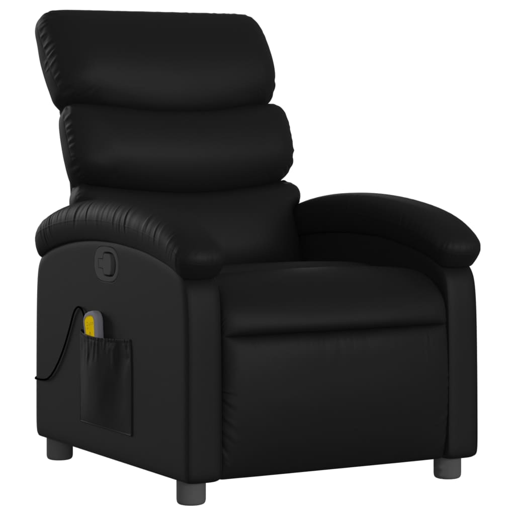 vidaXL Sillón de masaje reclinable cuero sintético negro