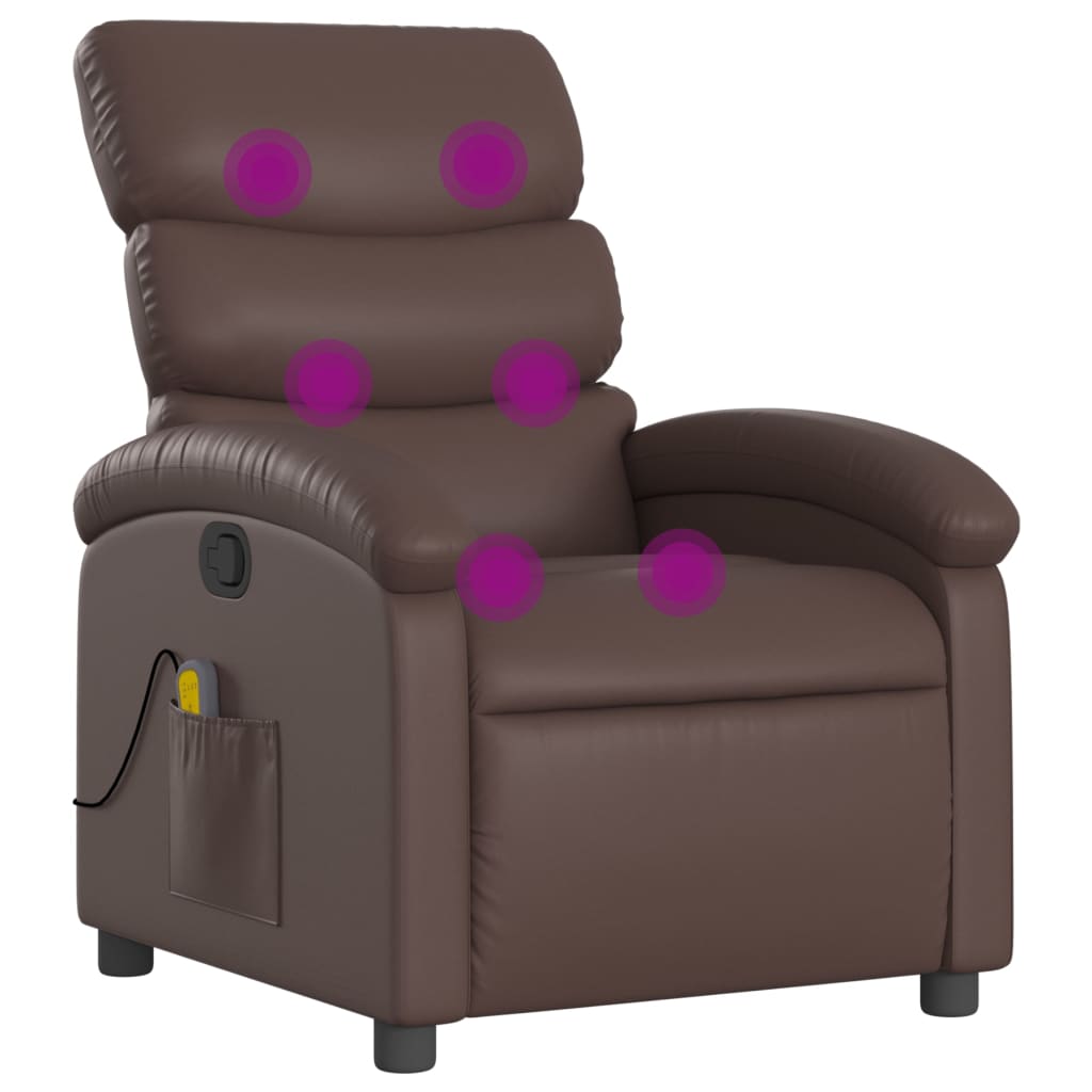 vidaXL Sillón de masaje reclinable cuero sintético marrón