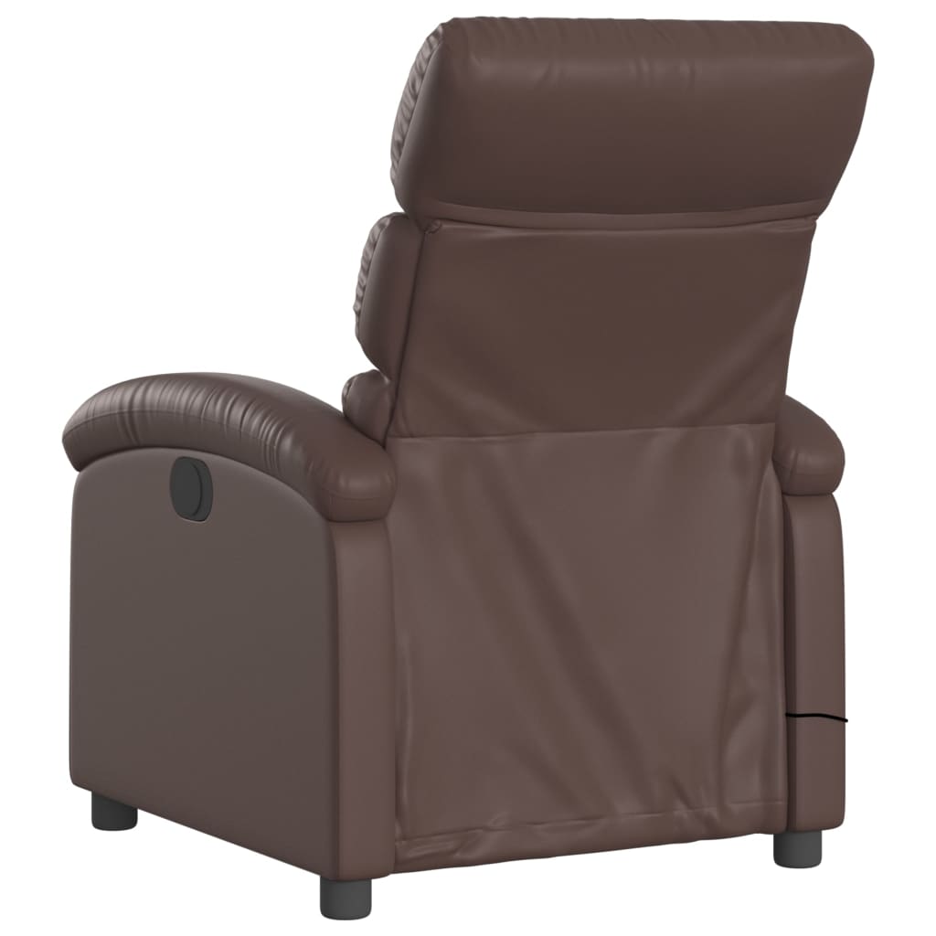 vidaXL Sillón de masaje reclinable cuero sintético marrón