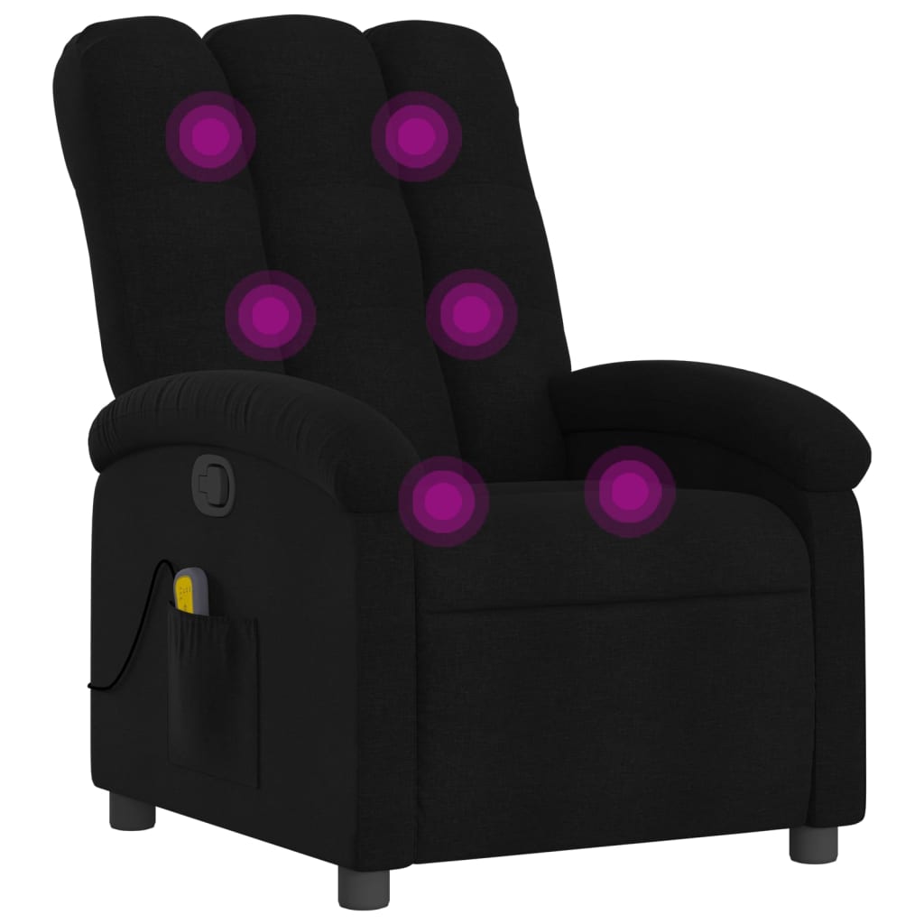 vidaXL Sillón reclinable de masaje de tela negro