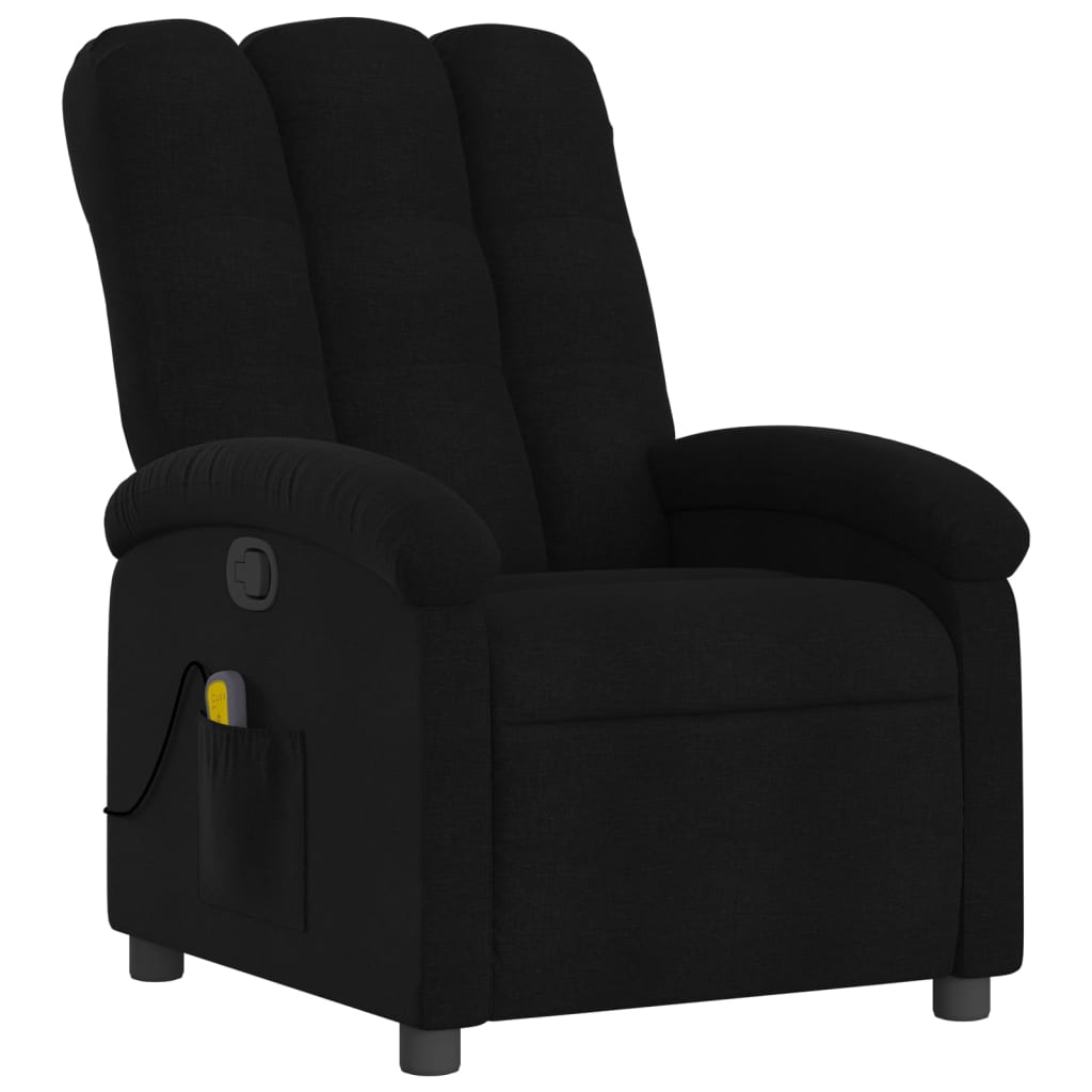 vidaXL Sillón reclinable de masaje de tela negro