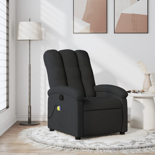 vidaXL Sillón reclinable de masaje de tela negro