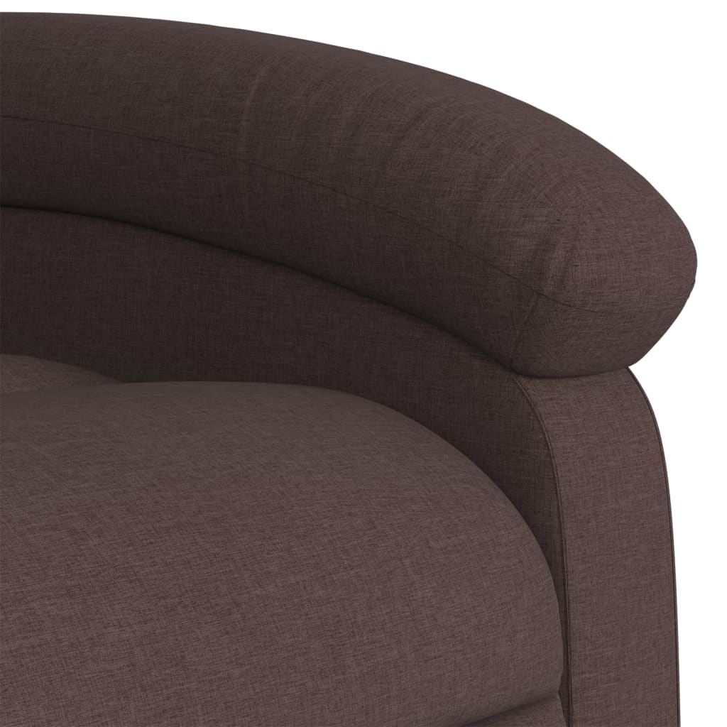 vidaXL Sillón de masaje reclinable de tela marrón oscuro