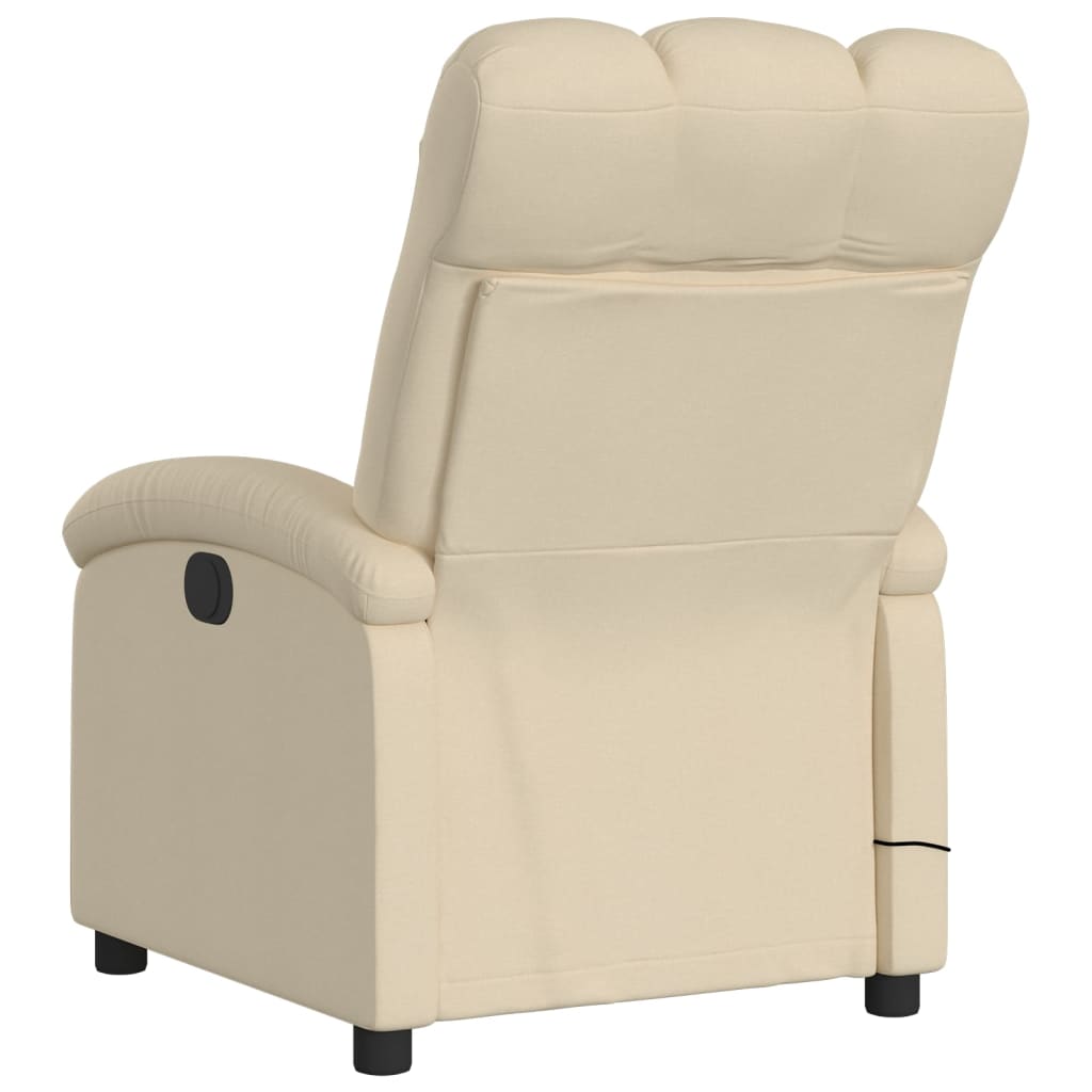 vidaXL Sillón de masaje reclinable de tela crema