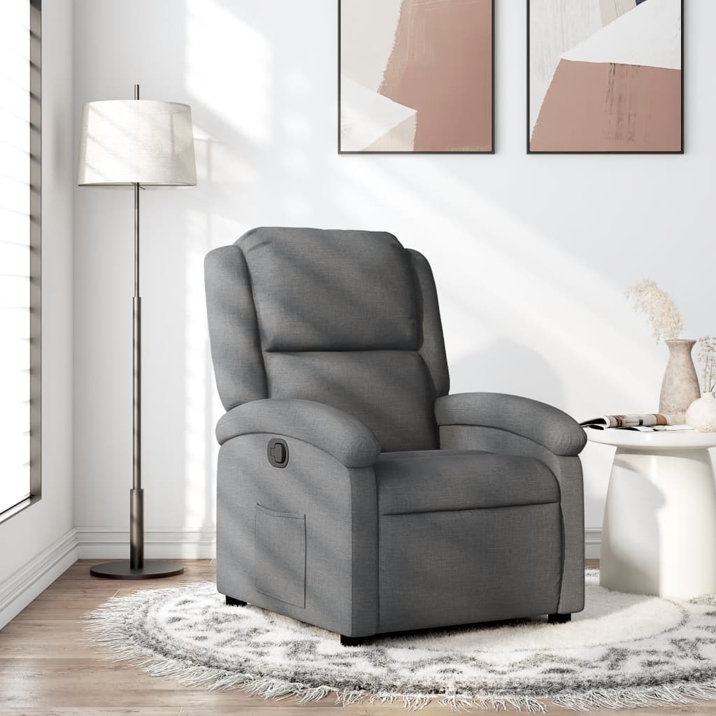 vidaXL Sillón reclinable de tela gris oscuro