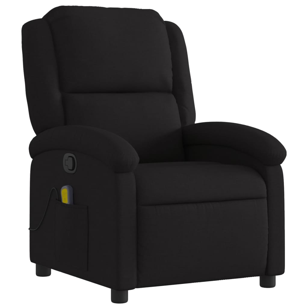 vidaXL Sillón reclinable de masaje de tela negro