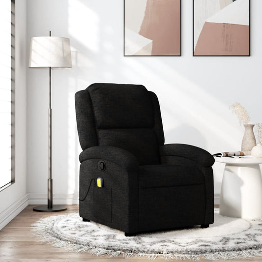 vidaXL Sillón reclinable de masaje de tela negro